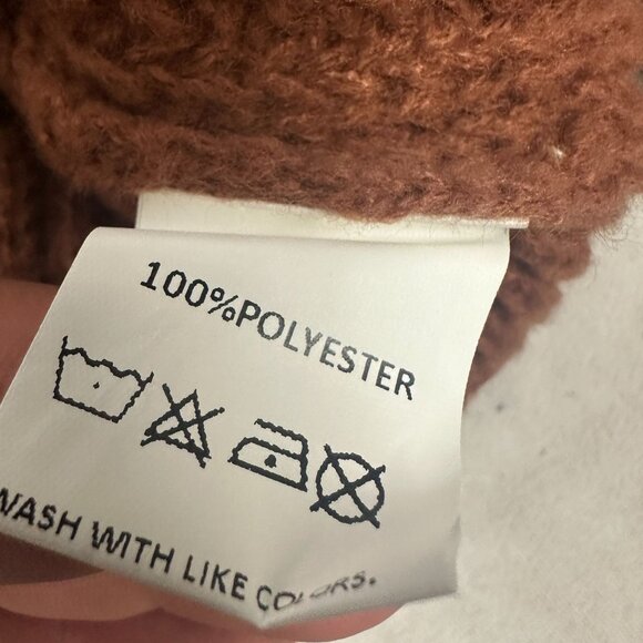 Distressed Brown Ribbed Womens Knit Sweater Size S - Picture 4 of 5